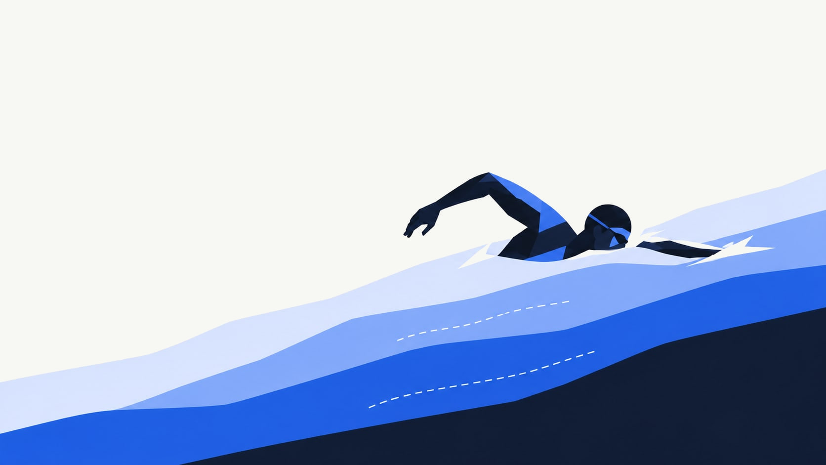 A swimmer pushing forward against the current